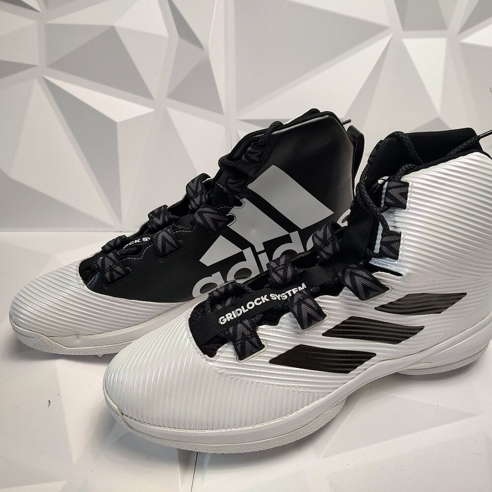 Adidas Mens Football Cleat 17 White Black Shoe Gridlock Linemen High Sport - Picture 7 of 12